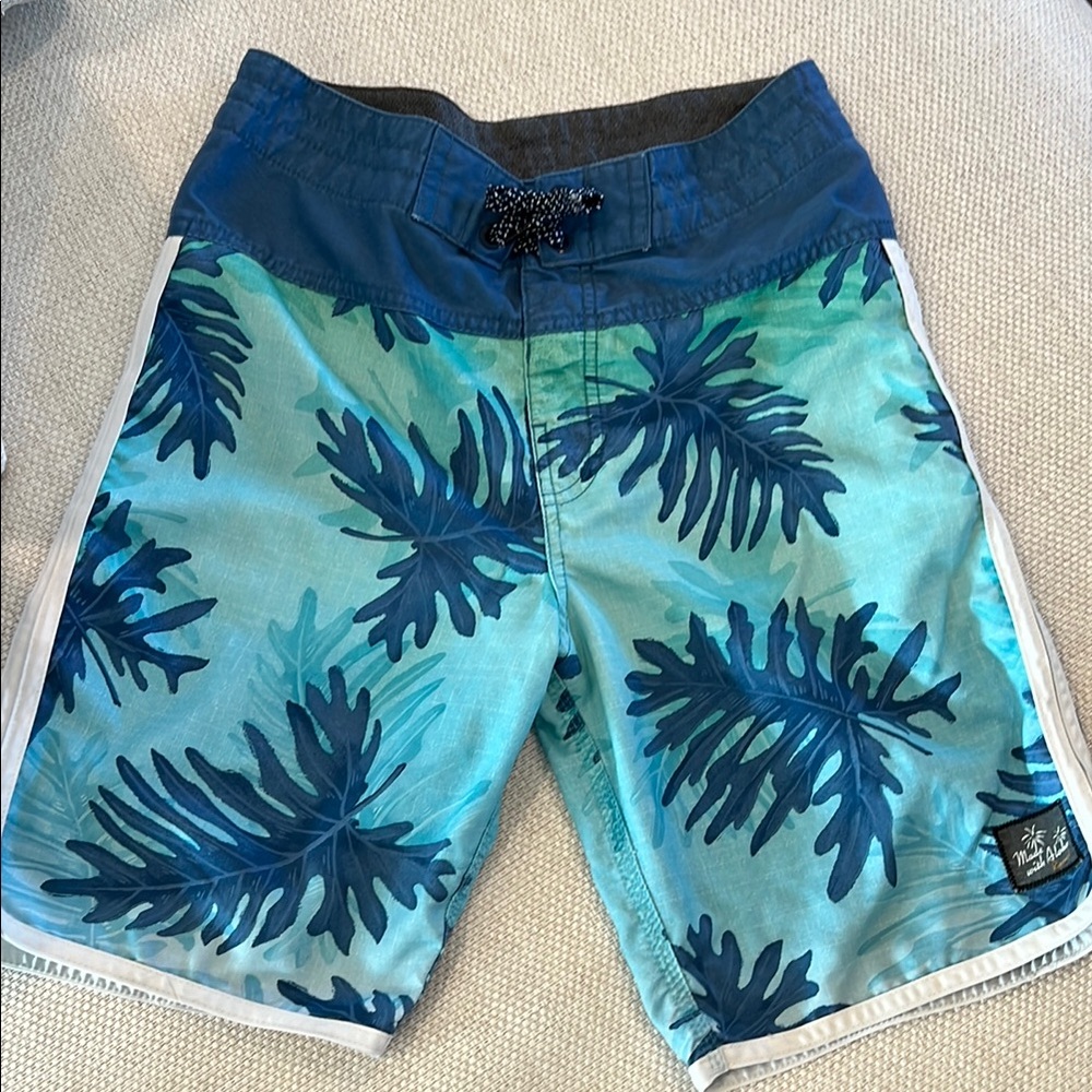 RIPCURL Blue and Green Leaf Print Board Shorts size 26
